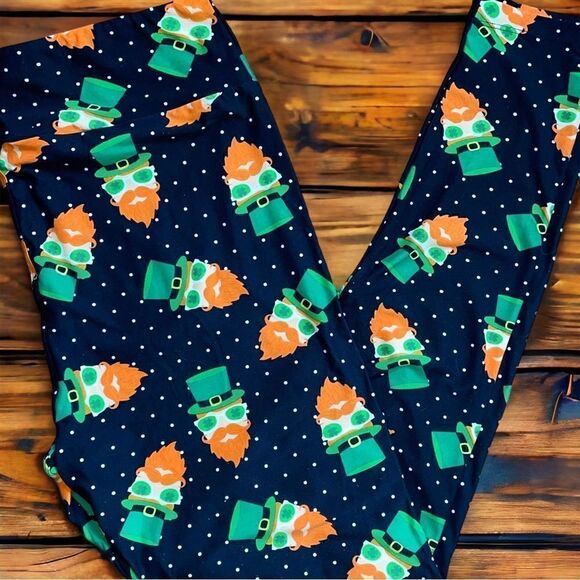 LuLaRoe Women’s TC Leggings Kelly Green Leprechauns Irish St. Patrick’s Day - Picture 8 of 12